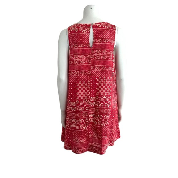 Rachel Zoe Dress Size M Red Bandana Print 100% Linen Pockets - Picture 2 of 9